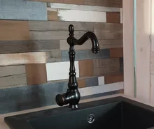 Montaje en cubierta de baño grifo de cocina monomando giratorio 360 lavabo mezclador grifos negro mezcladores de agua caliente y fría