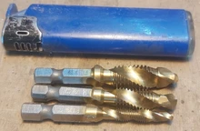 Taladro titanio plateado caña hexagonal HSS rosca de tornillo broca métrica taladro Bits máquina para tornillos compuesto M3 M4 M5 M6 M8 M10 herramientas de mano