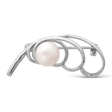 Серебряная брошь с жемчугом Красная пресня 1336990Д