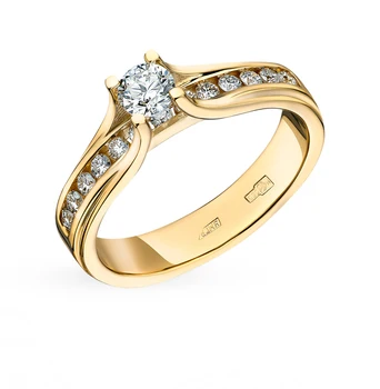 

Gold ring with diamonds sunlight sample 585 test
