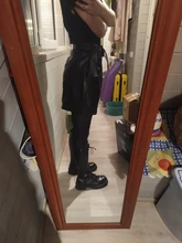 2020 Winter New Women Orange Color PU Bermuda Shorts Faux Leather Belted Shorts