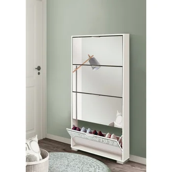 

Shoe Rack Alicante Color white brightness 4 folding doors and mirrors 153x74x17