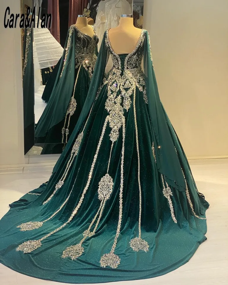 green emerald velvet dress Light Green Muslim Wedding Dresses Long Sleeves A Line Chiffon Bridal –  TANYA BRIDAL main image 0