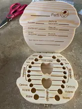 Caja de dientes de madera para bebé, organizador para guardar dientes de leche, idioma español e inglés, Umbilica, guardar regalos