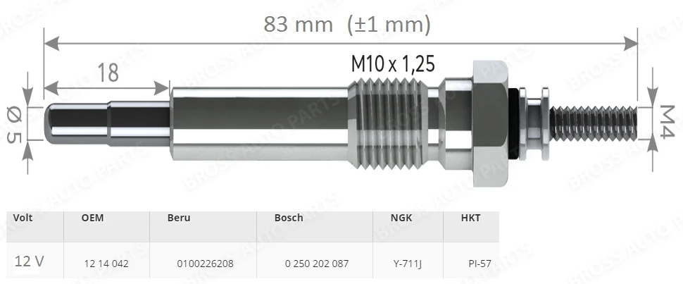 BGP63-1 4 шт. нагреватель свечи зажигания GJ26IS, 371 г, 100226208