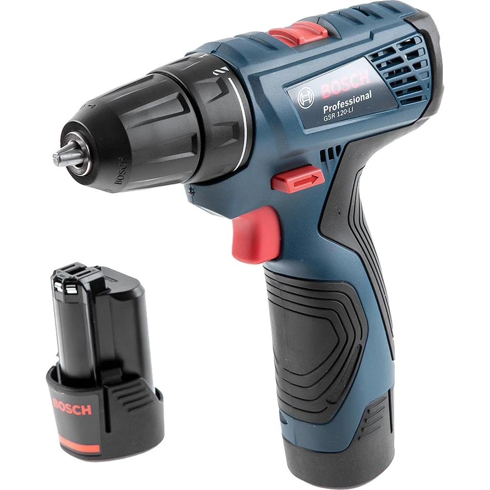Дрель-шуруповерт аккумуляторная BOSCH GSR 120-LI(2 Ач) (АКБ Li-Ion 12 В; 1500 об/мн; 30 Н*м;  подсветка; реверс; прорези