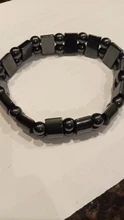 Pulsera magnética elástica de cuentas sencillas, brazalete de cuentas negras, joyería de salud