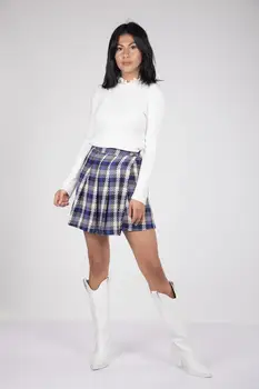 

Blue White Plaid Skirt