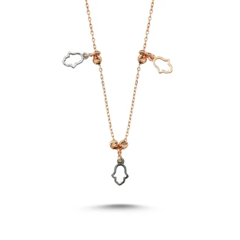 

Silver 925 Sterling Fatma Master Hand Decorated Sterling Dangle Necklace