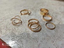 KISSWIFE-Juego de 8 anillos de color dorado para mujer, diseño redondo simple, hecho a mano, anillo geométrico, regalos de joyería para mujer