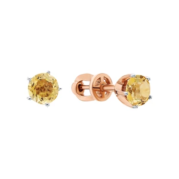 

Gold earrings with citrine sunlight sample 585