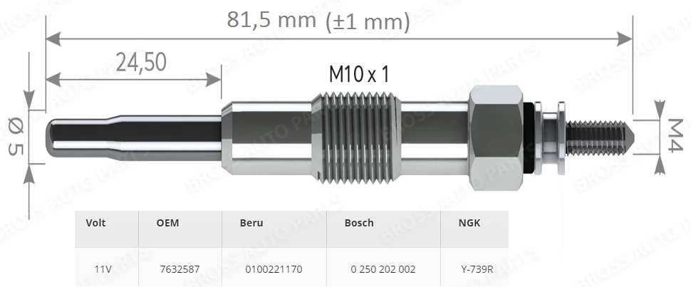 BGP42-1 4 шт. нагреватель свечи зажигания GX83, 100221170, 730MJ для Croma 1,9 TD
