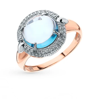 

Gold ring with cubic zirconia and sieve sunlight sample 585