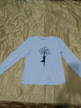 Lady Tree Print Long Sleeve T-shirts Women Autumn Winter Shirts for Women Cotton Graphic