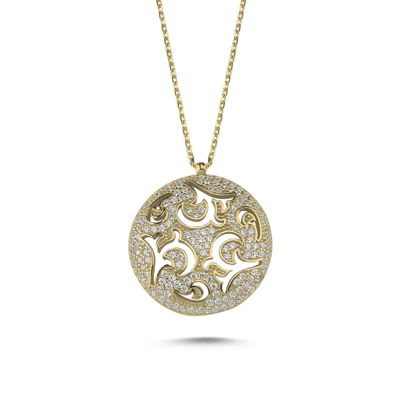 

Silver 925 Sterling Openwork Pattern Zircon Cubic Zirconia Round Ghost Pendant