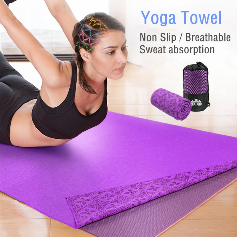 Yoga Towel 183*63cm/185*82cm Anti-slip Sweat-absorbent Yoga Towel Folding Fitness Mat Ultra-thin Yoga Blanket Towel Sports Travel Blanket