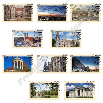 Imán turístico para la nevera, sellos postales de estilo
