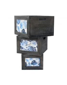 

Mobili Rebecca Set 3 pcs Wooden Boxes Friut Grey White Blue Retro 20x30x30