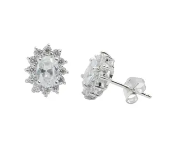

Earrings Silver Rosette Oval