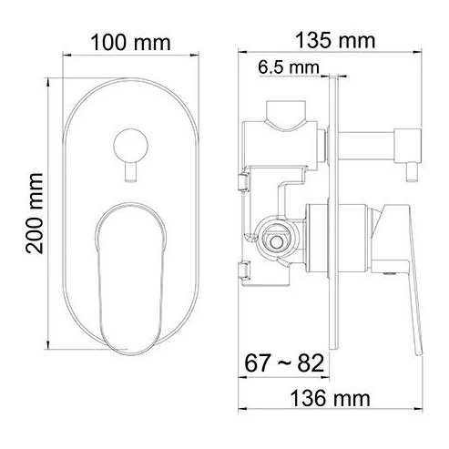 Bath mixer Wasserkraft Donau 5341 Wall mounting, ceramic cartridge, nickel-chrome plating