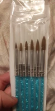 6 unids/set uñas cabello nailon cepillo azul de diamantes de imitación con Kolinsky acrílico cepillo pluma pincel de uñas de Gel, constructor de puntillo herramientas de dibujo