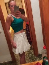 Surmiitro-Falda corta de gasa blanca y negra para mujer, Falda corta Coreana de cintura alta, plisada, Mini, estética, para verano, 2021