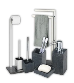 

Slate Rock Wenko bathroom set in anthracite color and made of polyresin
