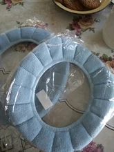Cubierta de asiento de inodoro caliente para invierno, alfombrilla lavable para inodoro, accesorios de baño, tejido de Color puro suave en forma de O, 1 Uds.