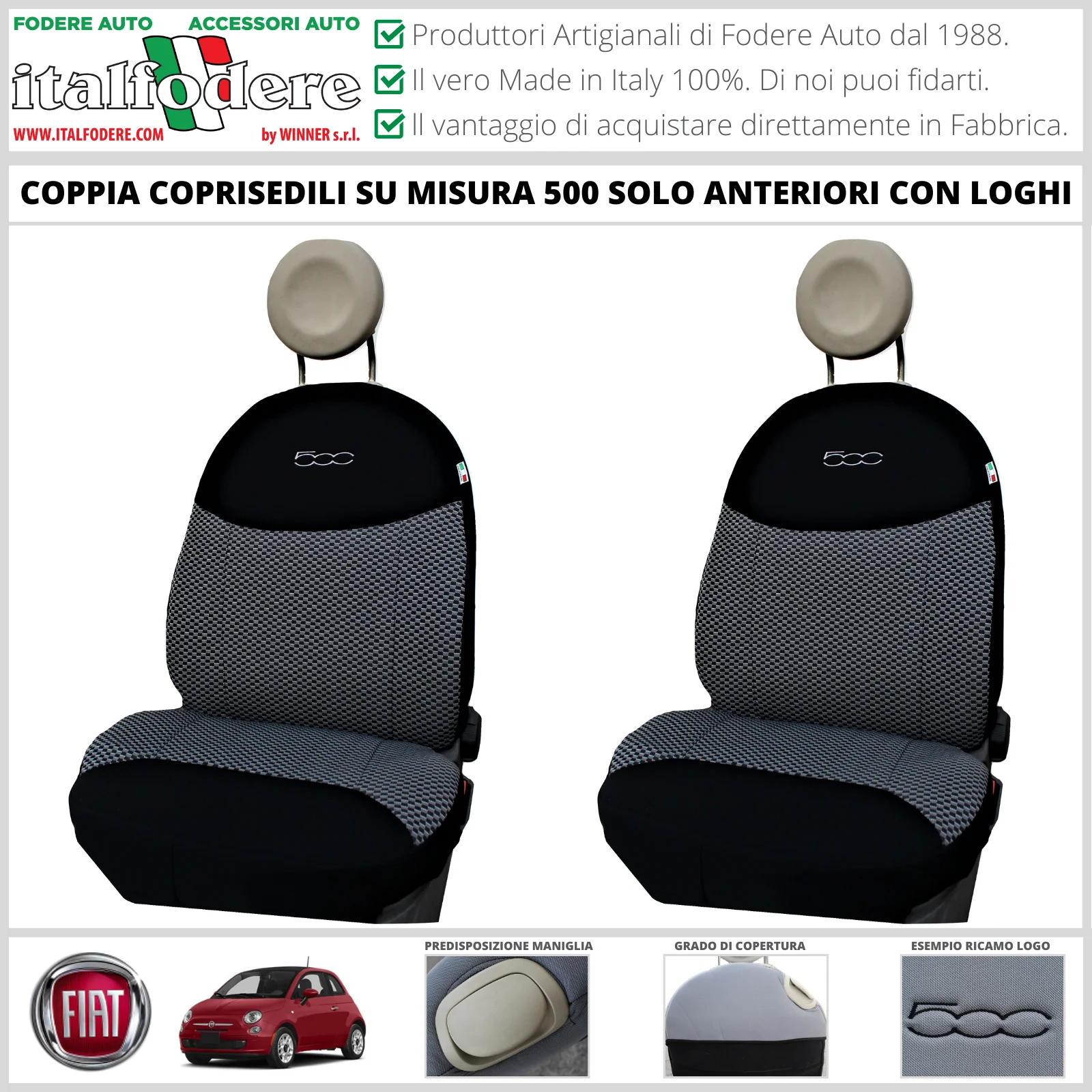 Onbevreesd scannen naar voren gebracht Paar Fiat 500 Aangepaste Covers Stoelhoezen Voorste Stoelhoezen Nieuwe  Kleuren|Auto Stoel beschermhoezen| - AliExpress