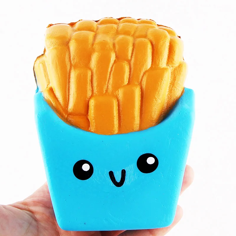 Новая мода Jumbo мягкие медленно поднимающиеся игрушки красный розовый синий картофель фри Детские Подарки Игрушки для снятия стресса - Цвет: Blue French Fries
