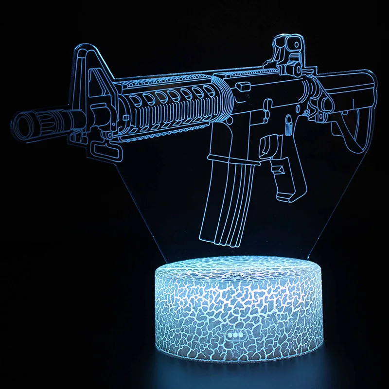 Модель оружия 3D иллюзия Лампа украшение комнаты ночные светильники винтовка револьвер шаблон настольные лампы Идеальный Рождественский подарок