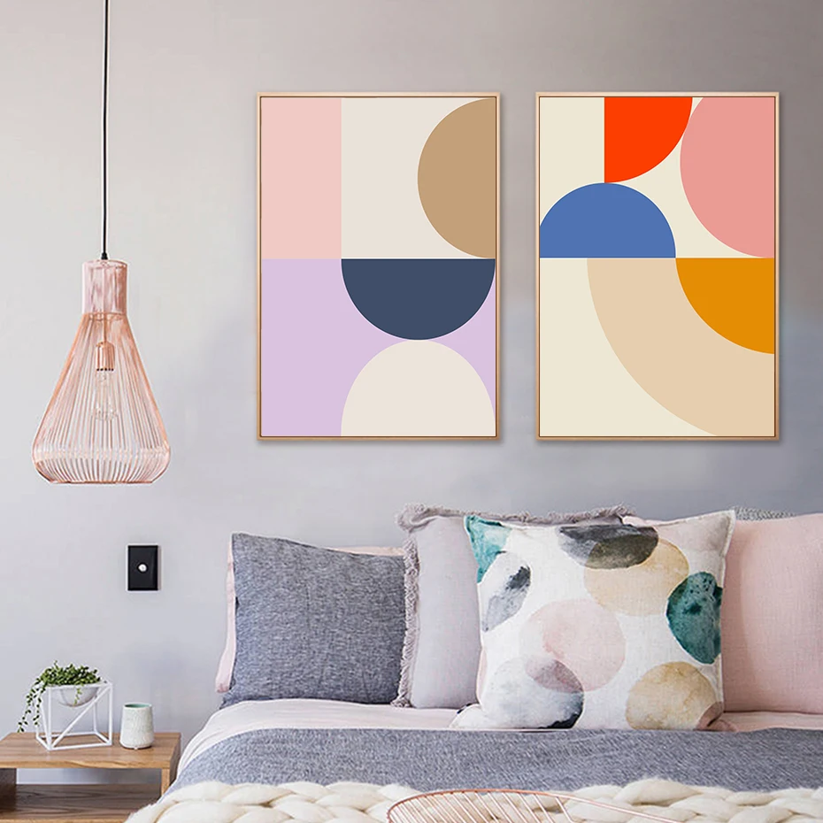 Modern Abstract Geometric Color Block Poster and Prints Canvas Printings Wall Art Pictures Living Room Home Decor No Frame