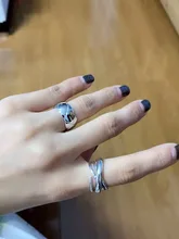 Anillo abierto de 100% Plata de Ley 925 para mujer, diseño de onda Irregular minimalista, joyería de Color dorado, bisutería de cumpleaños