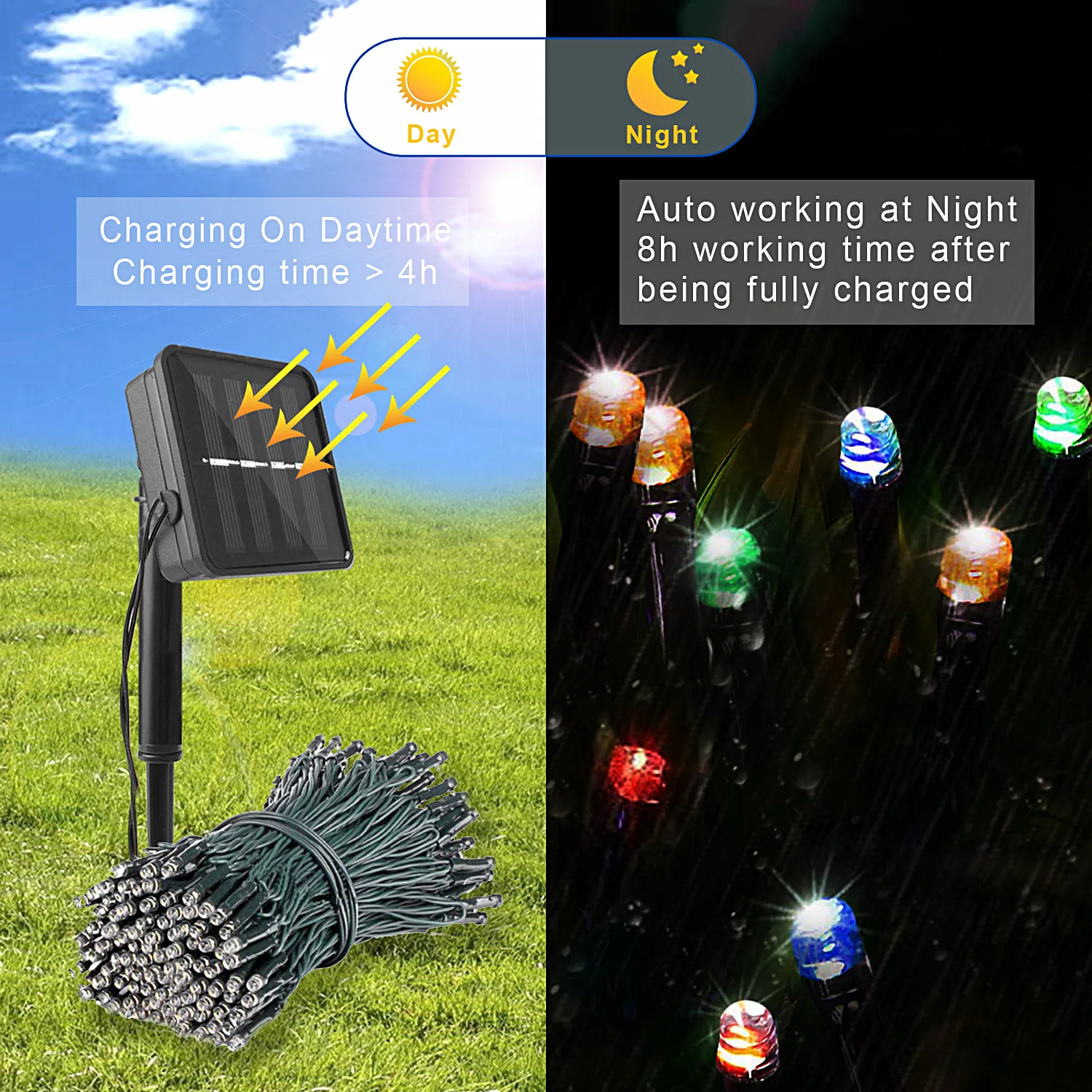 solar torch lights Solar String Fairy Light 300/100/50LED Outdoor Garland Sunlight Powered Waterproof Lamp Festoon Christmas Party For Garden Decor bright solar lights