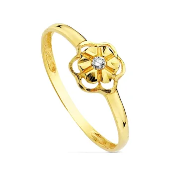 

18k solid gold ring flower with cubic zirconia [AB1781]
