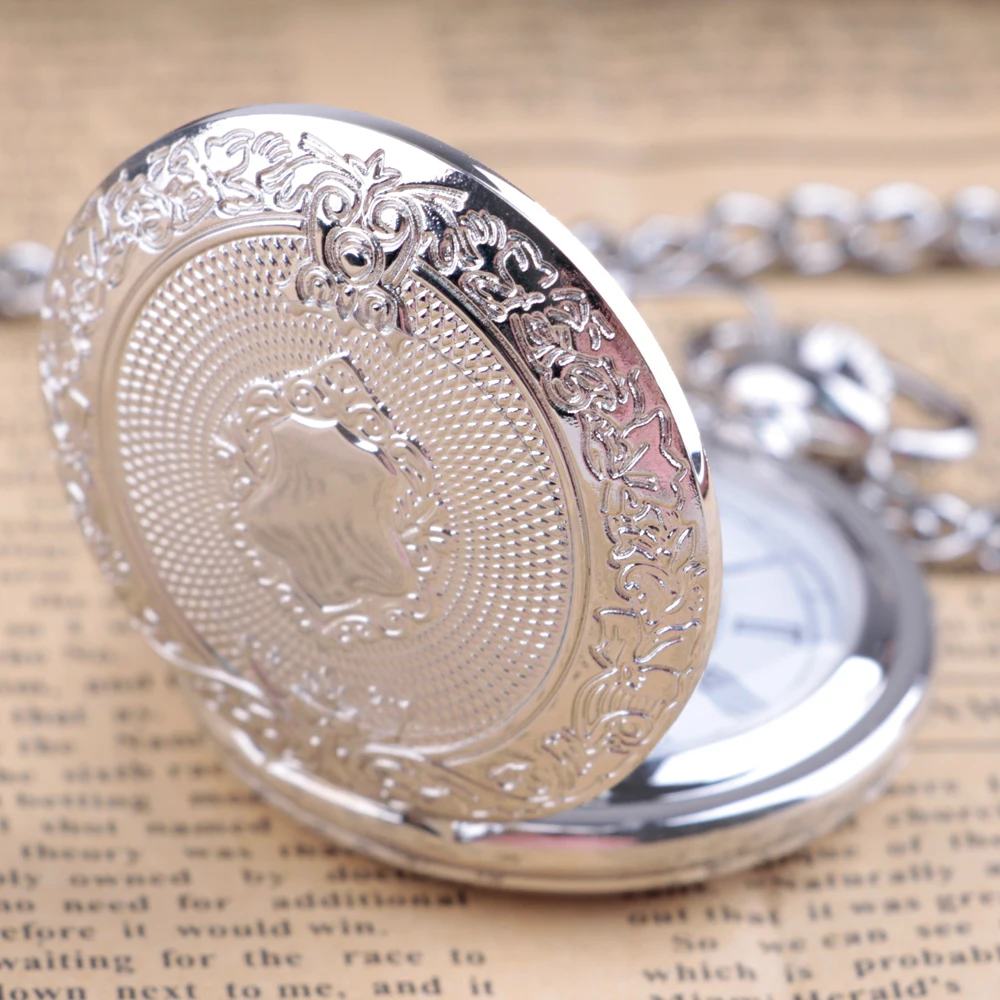 Antique Vintage Roman Numerals Quartz Pocket Watch Multicolor Case Clock Chain Men's Women vintage automatic self winding mechanical pocket watch open face roman numerals luminous hands skeleton clock fob chain gift