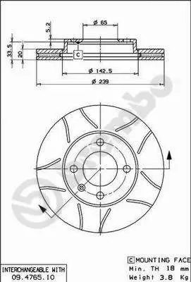 Диск тормозной AUDI 80 73-91/GOLF 79-97/PASSAT 81-88 передний D=