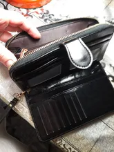 Cartera de cuero con cera de aceite para mujer, monedero de gran capacidad, con cremallera, bolso de mano largo, tarjetero, 2020