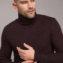 DeFacto для мужчин осень зима теплый свитер с высоким воротом обтягивающий сплошной цвет с длинным рукавом Повседневный вязаный Топ Sweater-H5901AZ18AU-H5901AZ18AU