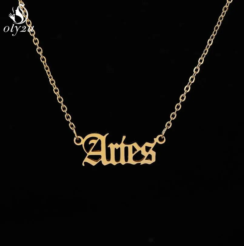 Oly2u женское и мужское 12 знаков зодиака Золотая подвеска ожерелье Aries Leo Созвездие