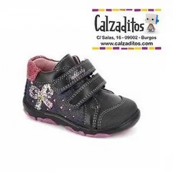 

Booties leather navy blue for girl with embellishment side, Pablosky