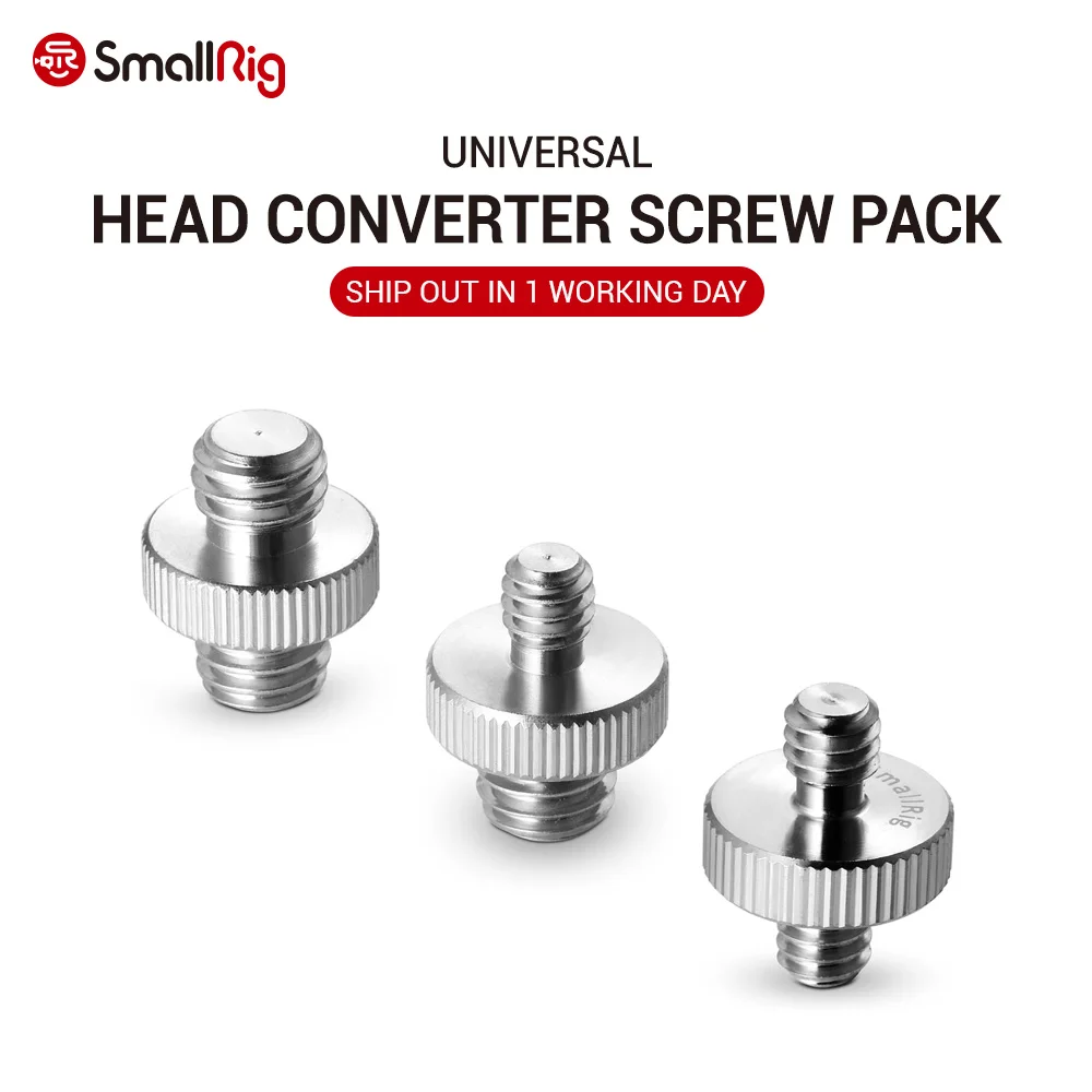 

SmallRig Camera Screw Double Head Converter Screw Pack with 1/4" to 1/4" thread ,1/4" to 3/8" thread , 3/8" to 3/8" thread 1262