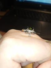 Anillo de tortuga verde oliva grande para mujer, anillos de piedra circón de cristal de Color plateado para mujer, joyería de boda, regalo de San Valentín