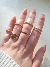 17KM-Conjunto de anillos de cadena de ancho de oro Punk para mujer y niña, sortijas finas irregulares para dedo, regalo, joyería para fiesta 2021