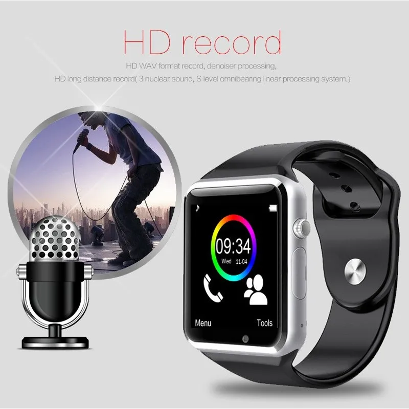 A1 наручные часы Bluetooth Смарт часы Спорт Шагомер с sim-камерой Smartwatch для Android часы