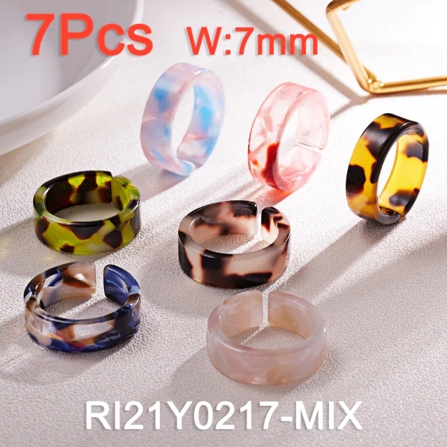 Transparent Acrylic Resin Rings for Women Korean Style Summer Sweet Cute Geometric Round Open Ring Wedding Jewelry Gift