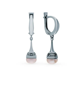 

Silver earrings with cubic zirconia and pearls cultured sunlight sample 925