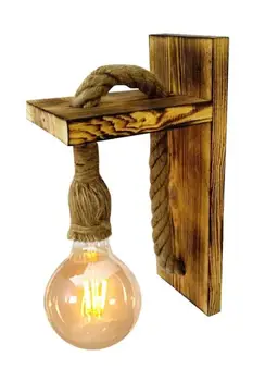 Retro Wooden Wall Sconce Rustic Edison Ceiling Lighting Smart Rack 1