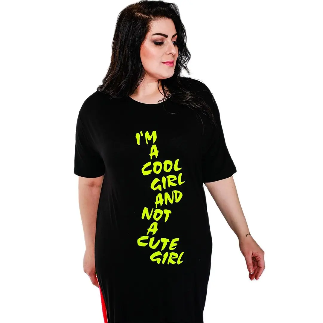 Women’s Plus Size Neon Print Detail Midi Black Dress, Designed and Made in Turkey, New Arrival
