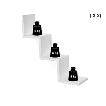 

2 Set wall racks set floating shelves Display shelf load capacity 15 kg, white LWS67W